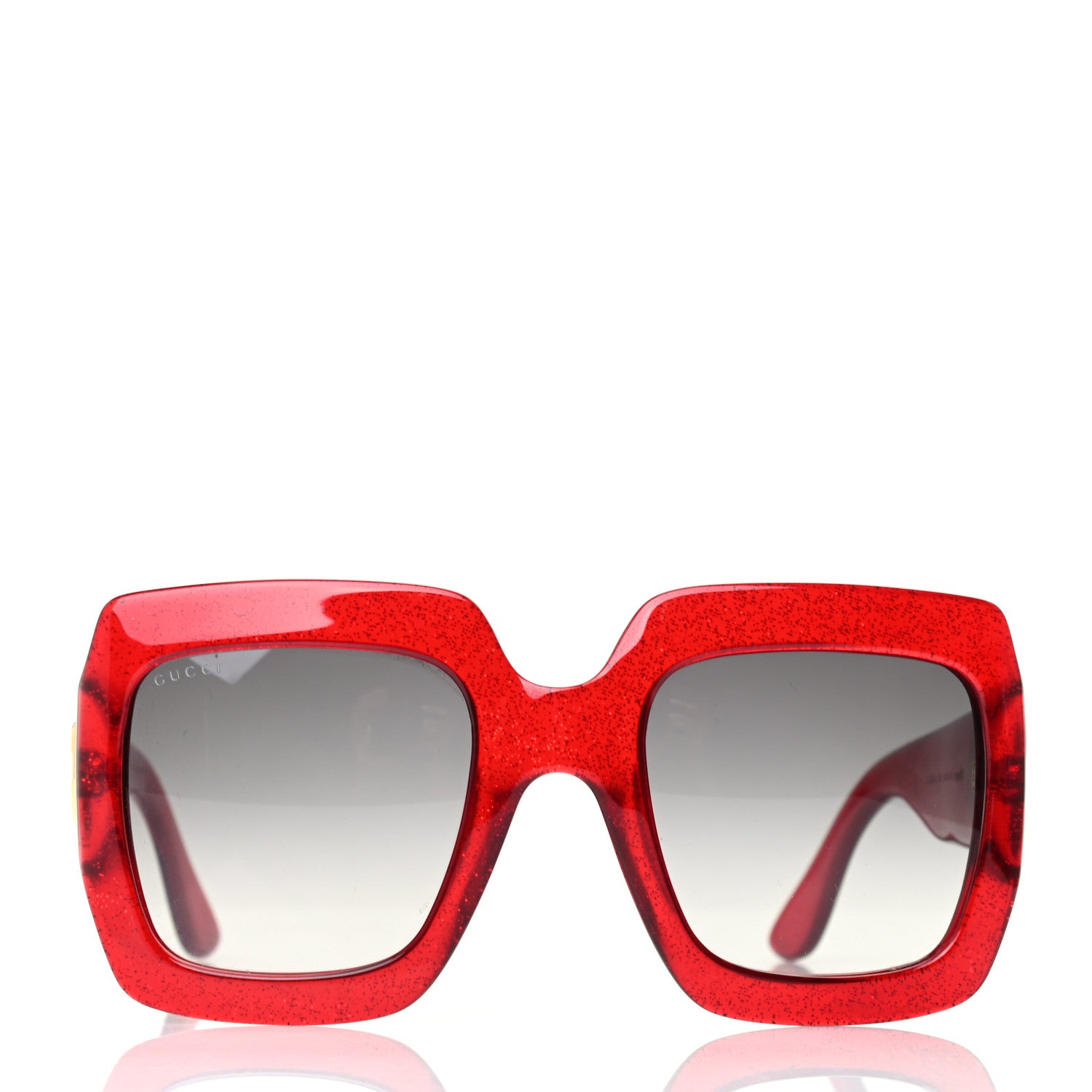 Gucci Acetate Square Frame Sunglasses GG0036S Glitter Red 2 of 8