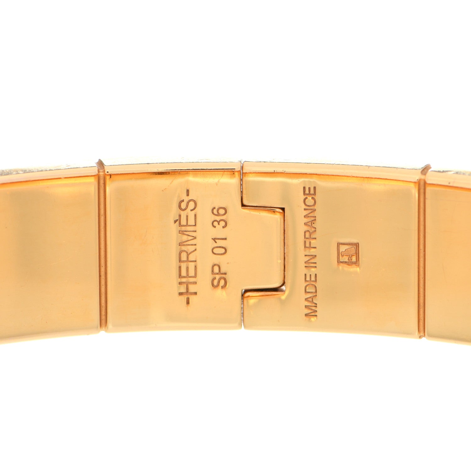 Hermes Enamel Printed Narrow Bolduc Au Carre Hinged Bracelet 4 of 8