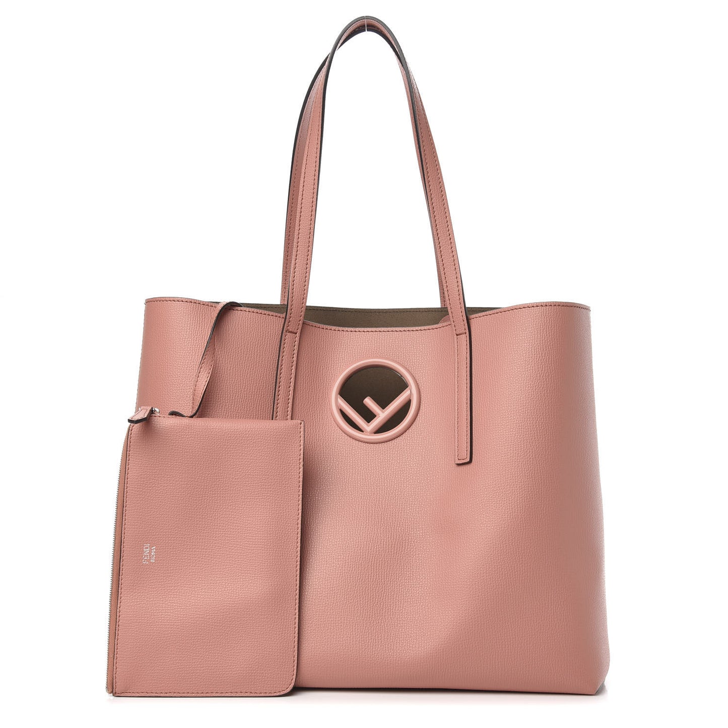 Vitello Vienna Enamel F is Fendi Shopping Tote Macaron Taupe