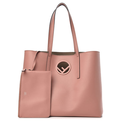 Fendi Vitello Vienna Enamel F is Fendi Shopping Tote Macaron Taupe 1 of 11