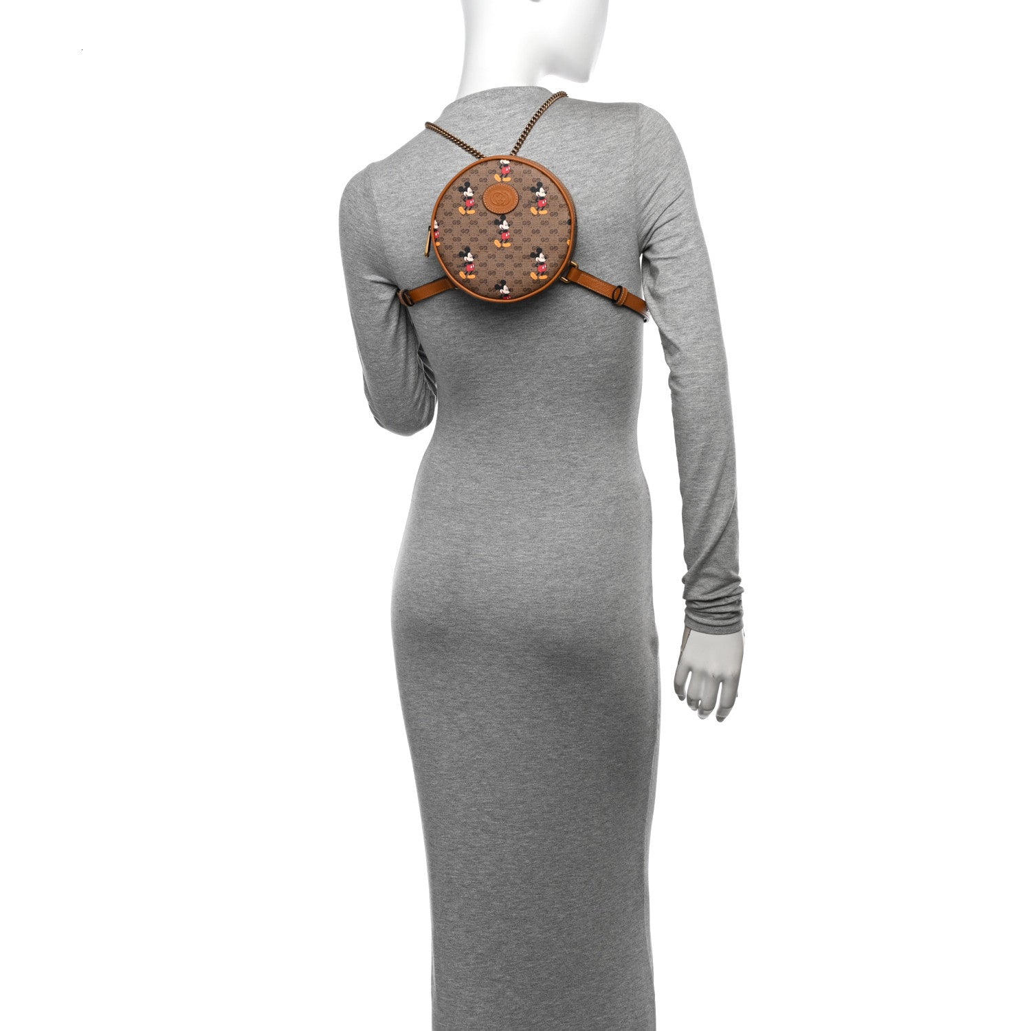 Gucci X DISNEY Mini Vintage GG Supreme Monogram Mickey Mouse Round Backpack Beige Vintage Sun Oil 2 of 10