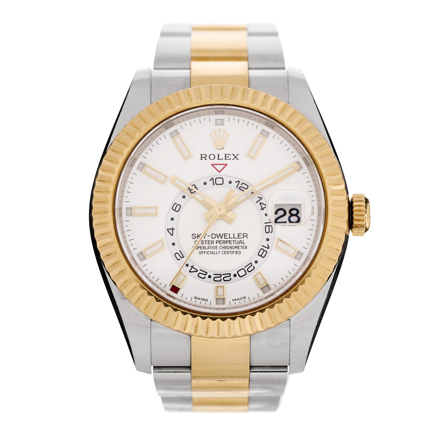 Rolex Stainless Steel 18K Yellow Gold 42mm Oyster Perpetual Sky-Dweller Watch White 326933 1 of 4