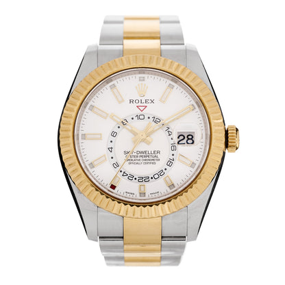 Rolex Stainless Steel 18K Yellow Gold 42mm Oyster Perpetual Sky-Dweller Watch White 326933 1 of 4