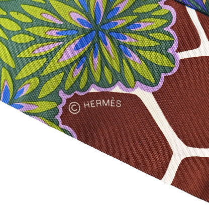 Hermes Silk The Three Graces Twilly Bleu Vert Marron 4 of 4