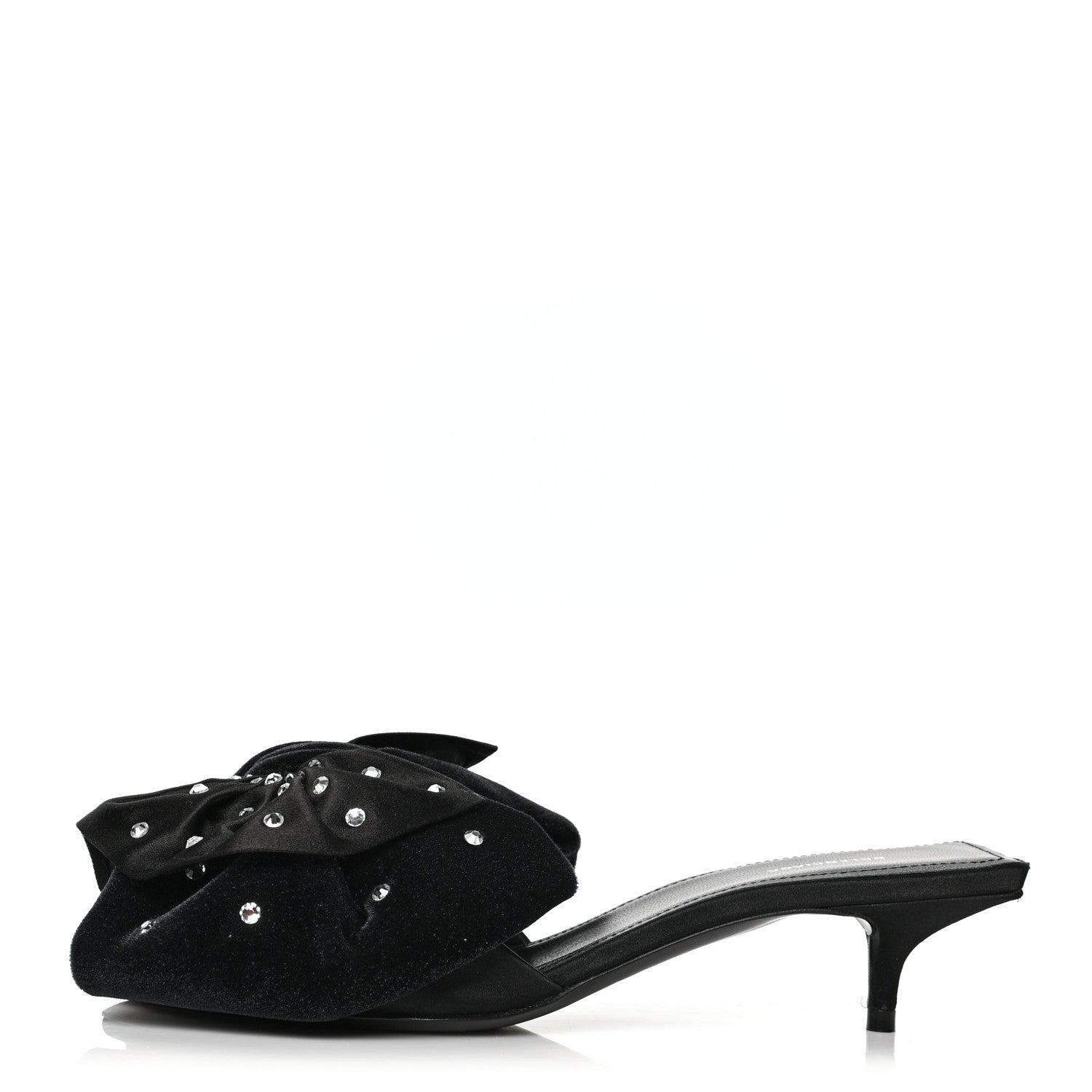 Balenciaga Velvet Crystal Square Knife Bow Mule Sandals 35 Black 1 of 8