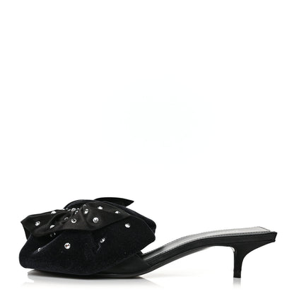 Balenciaga Velvet Crystal Square Knife Bow Mule Sandals 35 Black 1 of 8