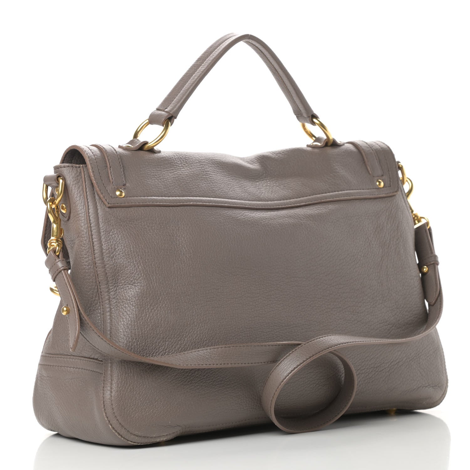 Miu Miu Cervo Front Buckle Satchel Taupe 3 of 15