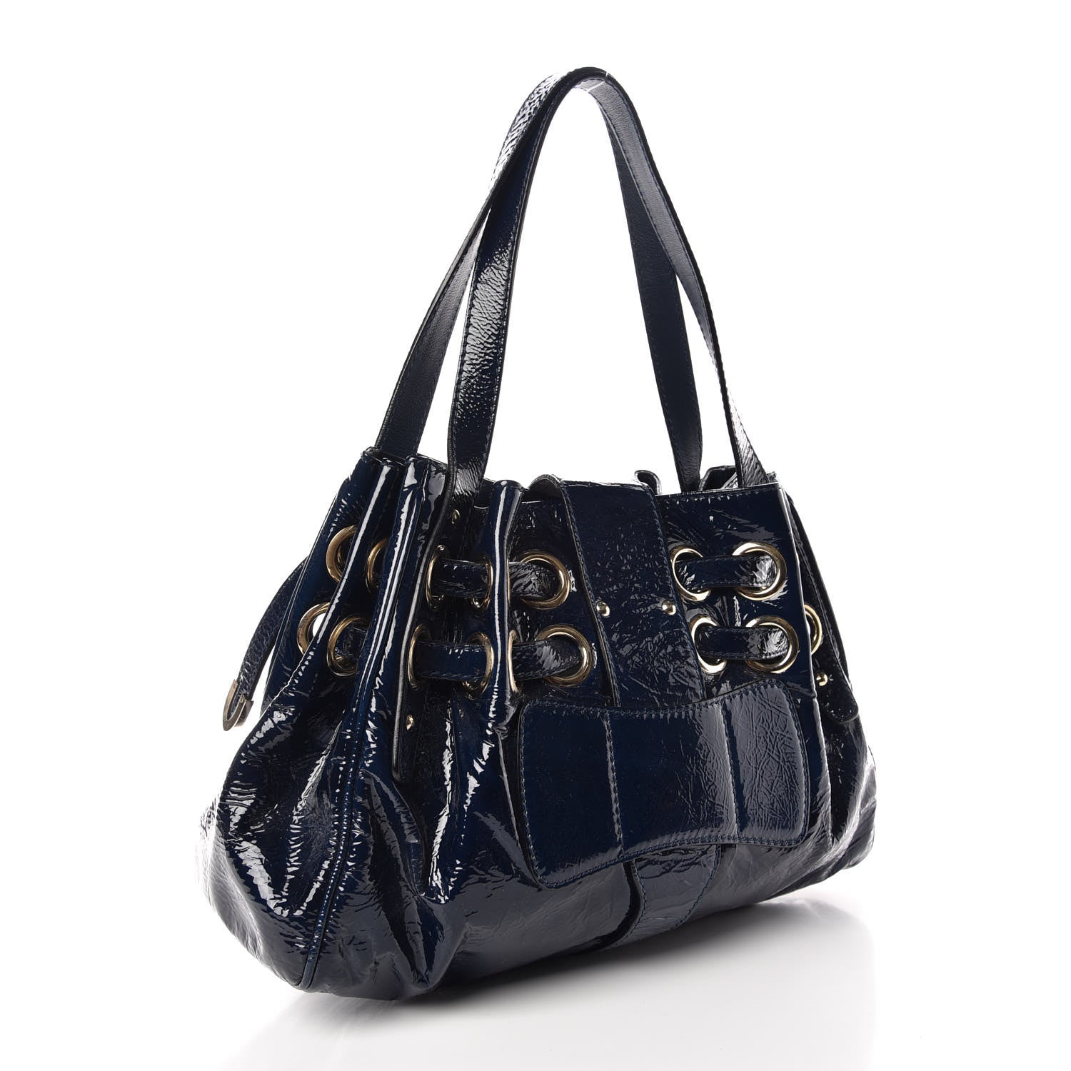 Jimmy Choo Crushed Patent Riki Bag Blue 3 of 8