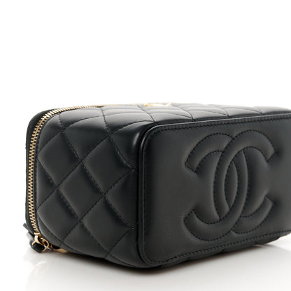 Chanel Lambskin Quilted Pearl Crush Small Vanity Case With Chain Black 9 of 13