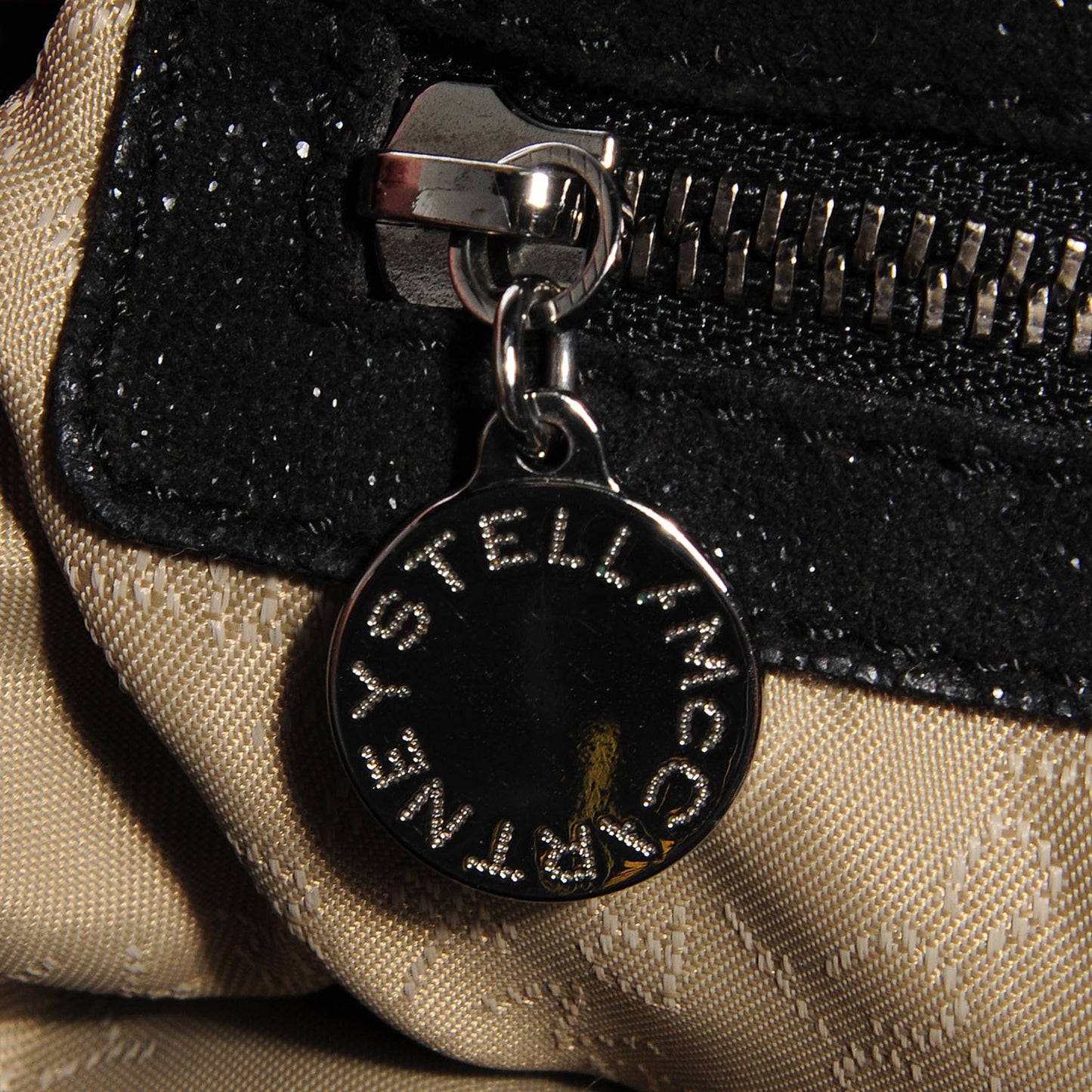 Faux Leather Shaggy Deer Falabella Fold Over Tote Black