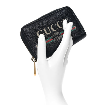 Gucci Calfskin Logo Zip Around Card Case Black 2 of 8