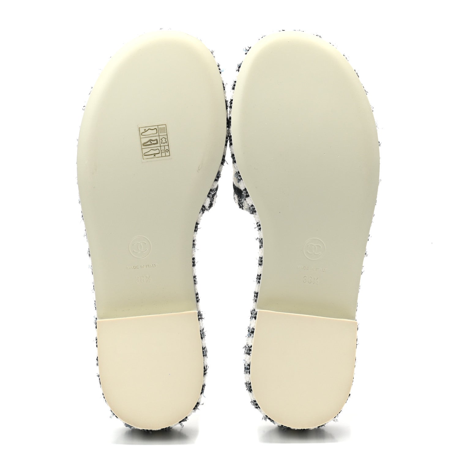 Chanel Tweed Embroidered CC Mule Sandal 38.5 Navy White 4 of 6