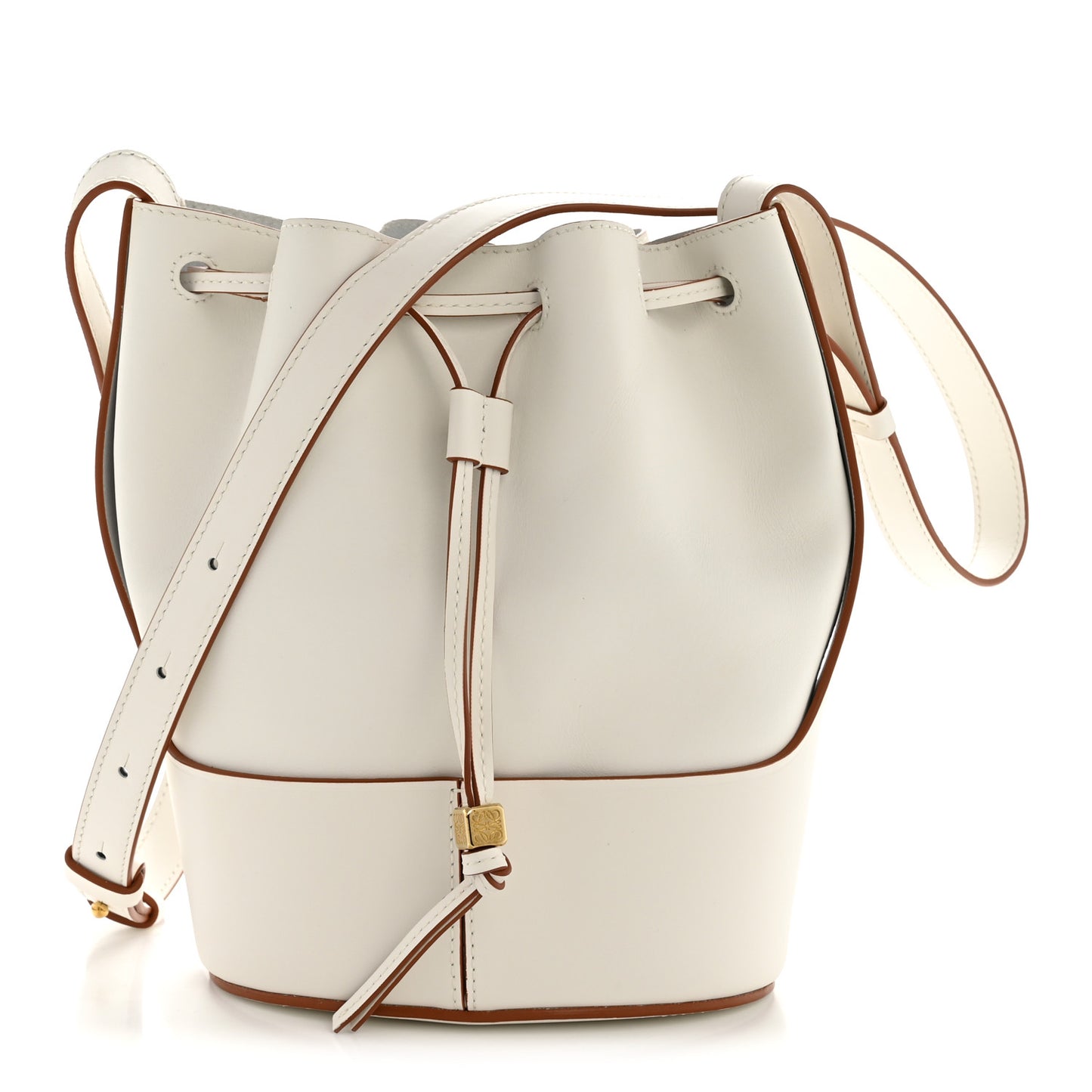 Calfskin Balloon Bucket Bag Soft White