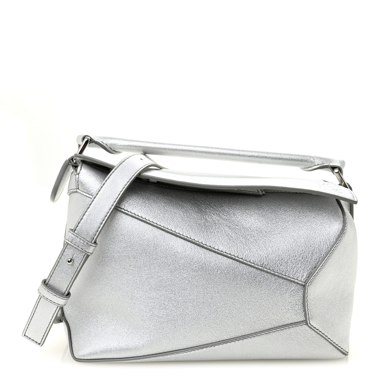Loewe Laminated Lambskin Small Puzzle Edge Bag Silver 1 of 10