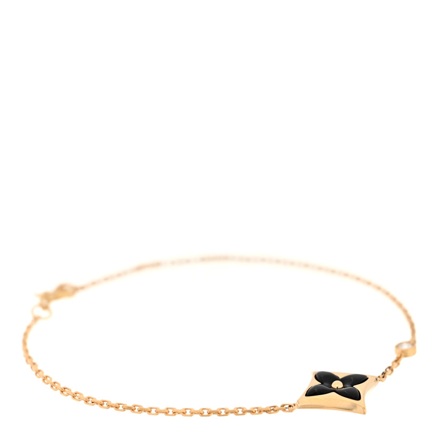 18K Yellow Gold Diamond Black Onyx Color Blossom BB Star Bracelet