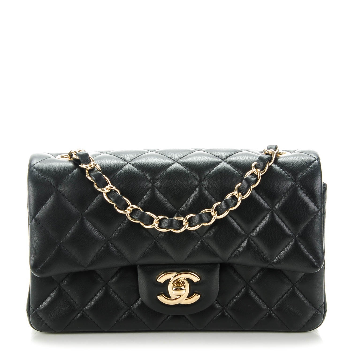 Chanel Lambskin Quilted Mini Rectangular Flap Black 1 of 8