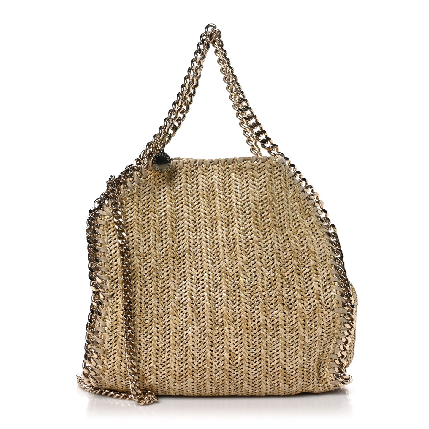 Metallic Raffia Mini Falabella Tote Gold