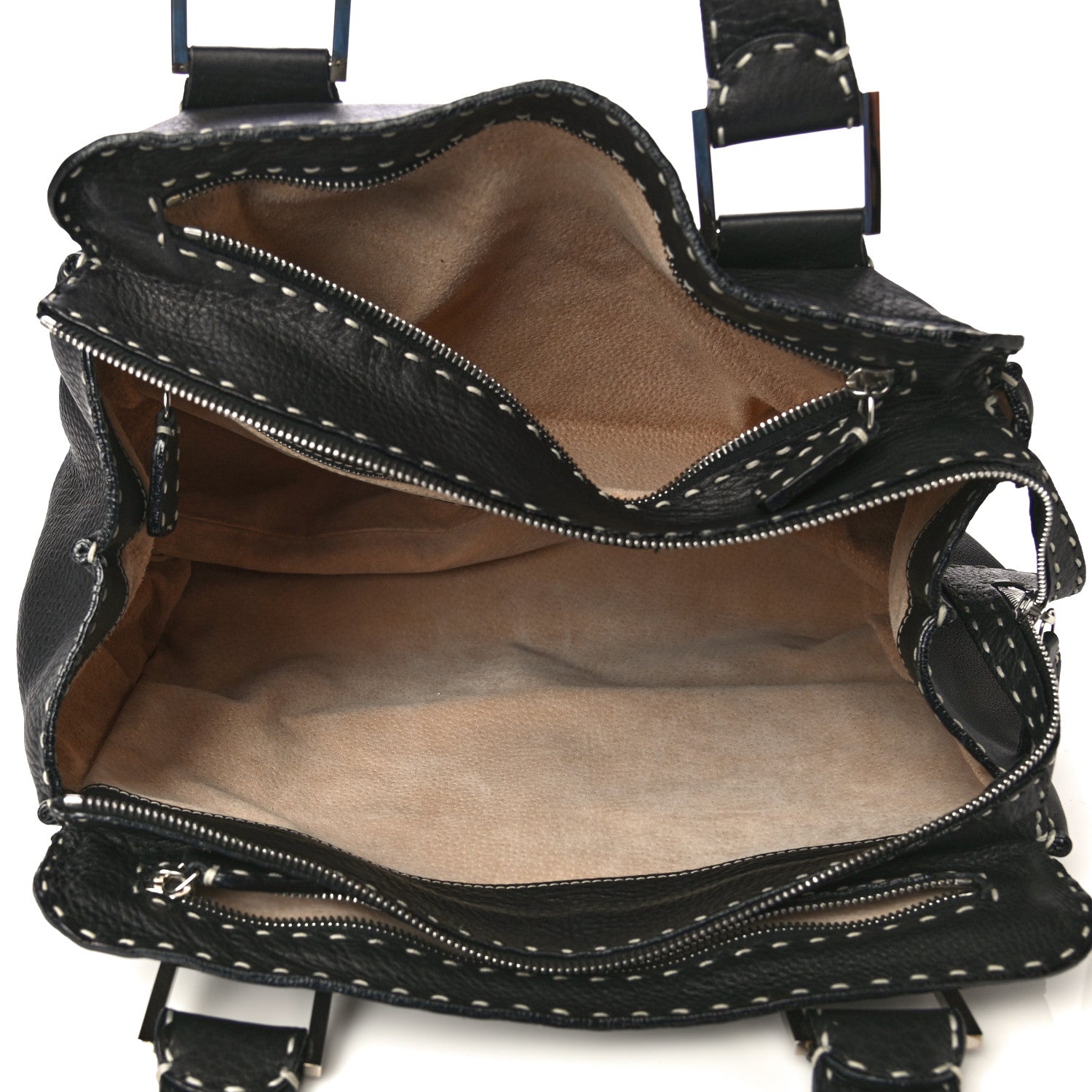 Fendi Calfskin Romano Selleria Satchel Black 8 of 8