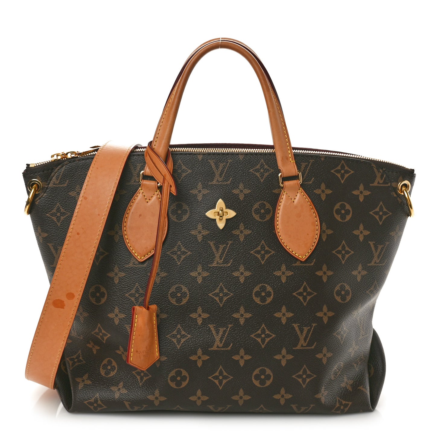 Monogram Flower Zipped Tote MM Beige