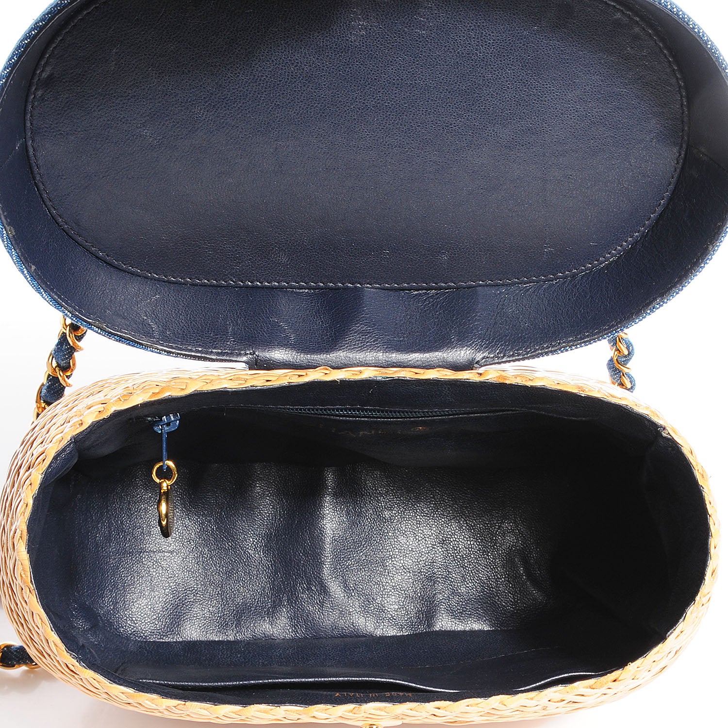 Chanel Denim Rattan Basket Shoulder Bag Blue 9 of 9