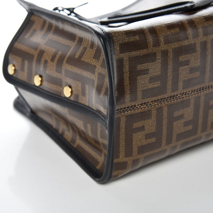 Fendi Glazed Fabric Vitello Century FF 1974 Stamp Patch Mini Peekaboo Defender Cover Mogano Panna Black 11 of 12