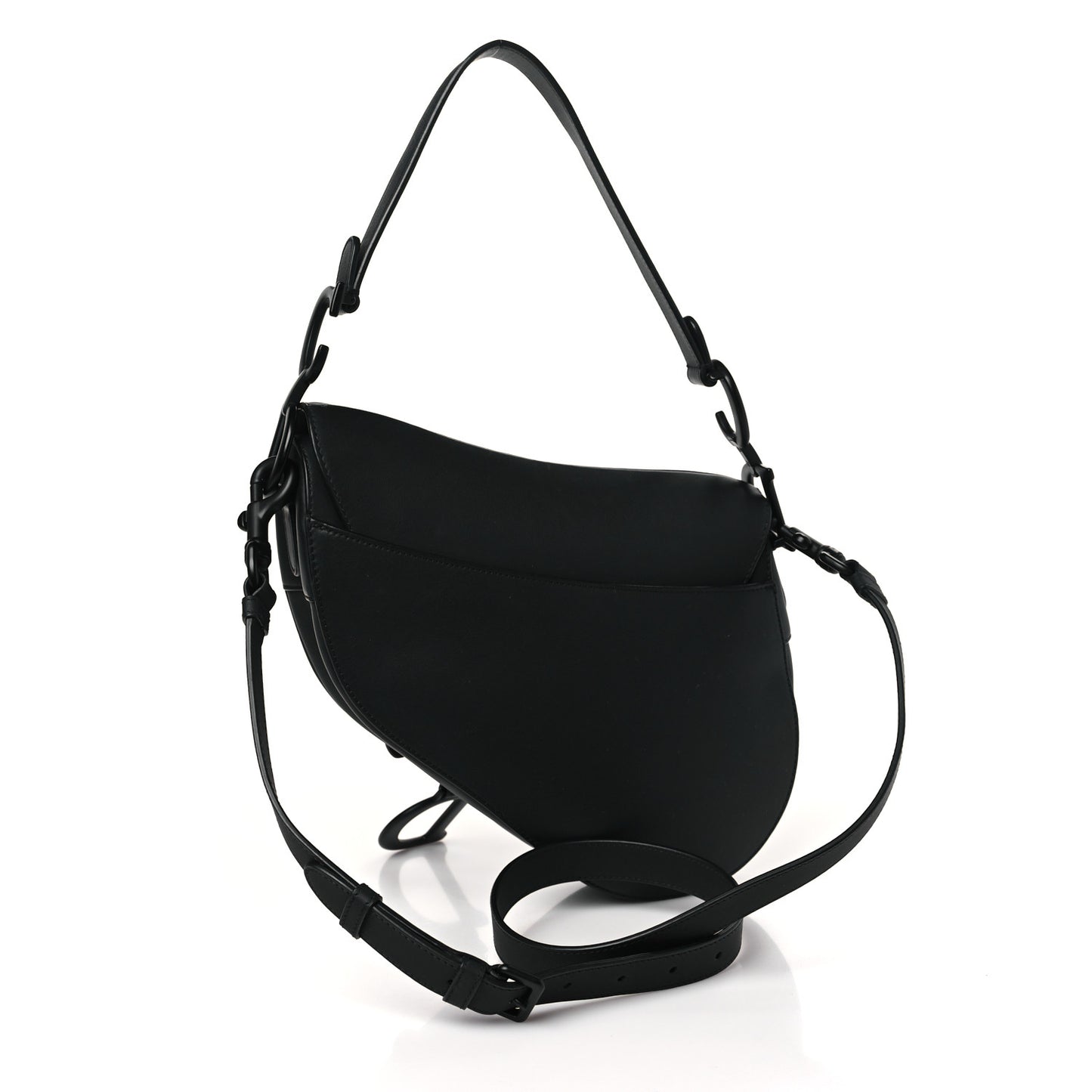 Ultra Matte Calfskin Saddle Bag With Strap Black