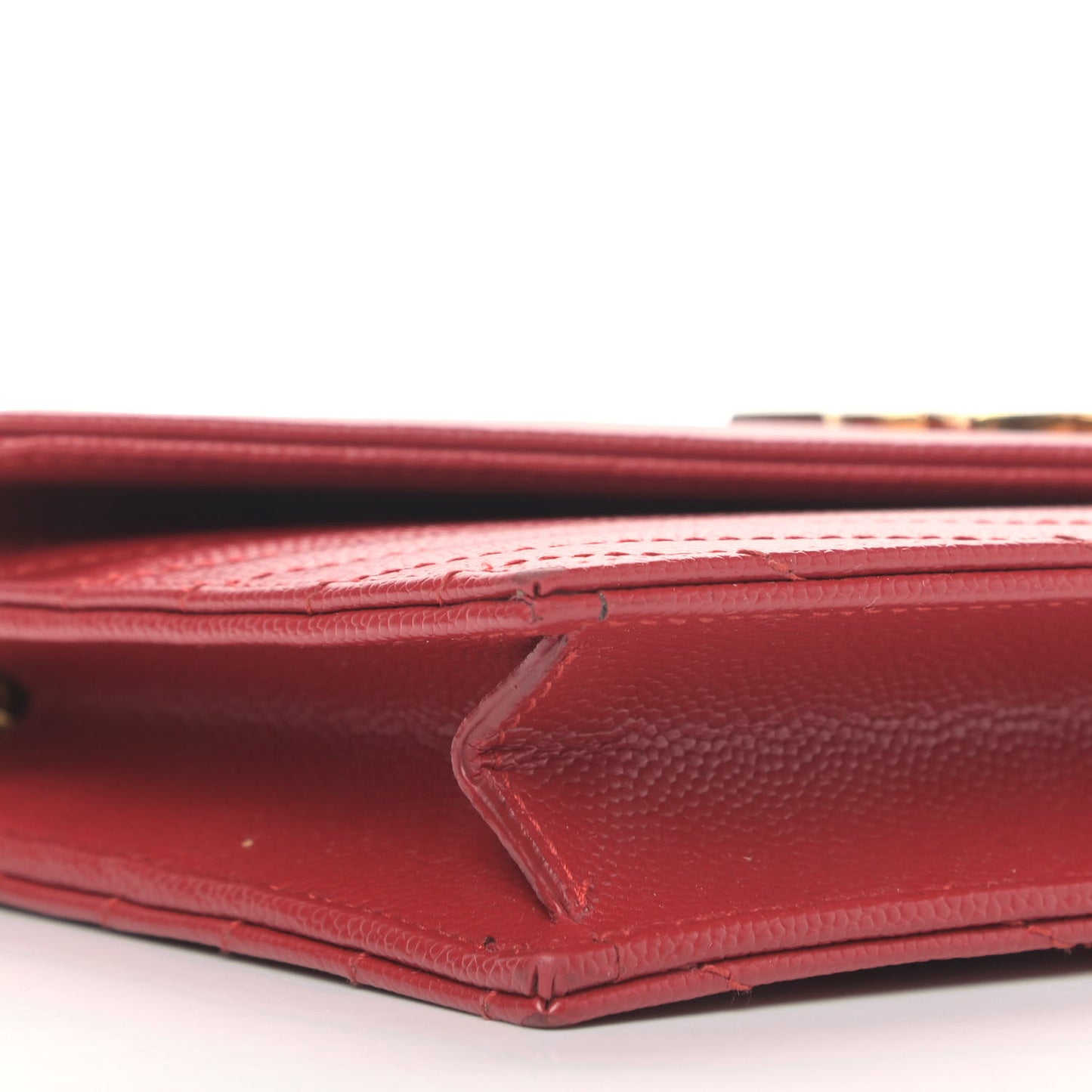 Grain De Poudre Matelasse Chevron Monogram Envelope Chain Wallet New Red