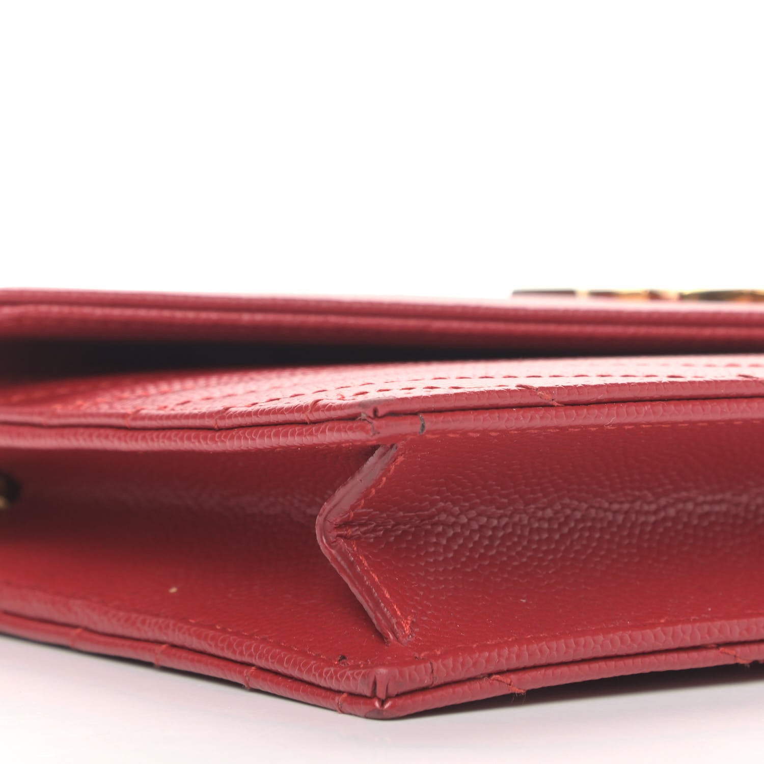 Saint Laurent Grain De Poudre Matelasse Chevron Monogram Envelope Chain Wallet New Red 8 of 10
