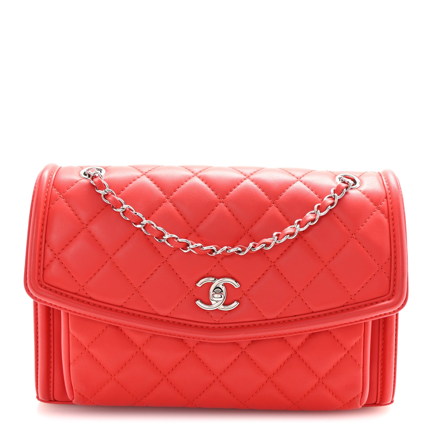 Chanel Lambskin Quilted Large Geometric Flap Red 1 of 10