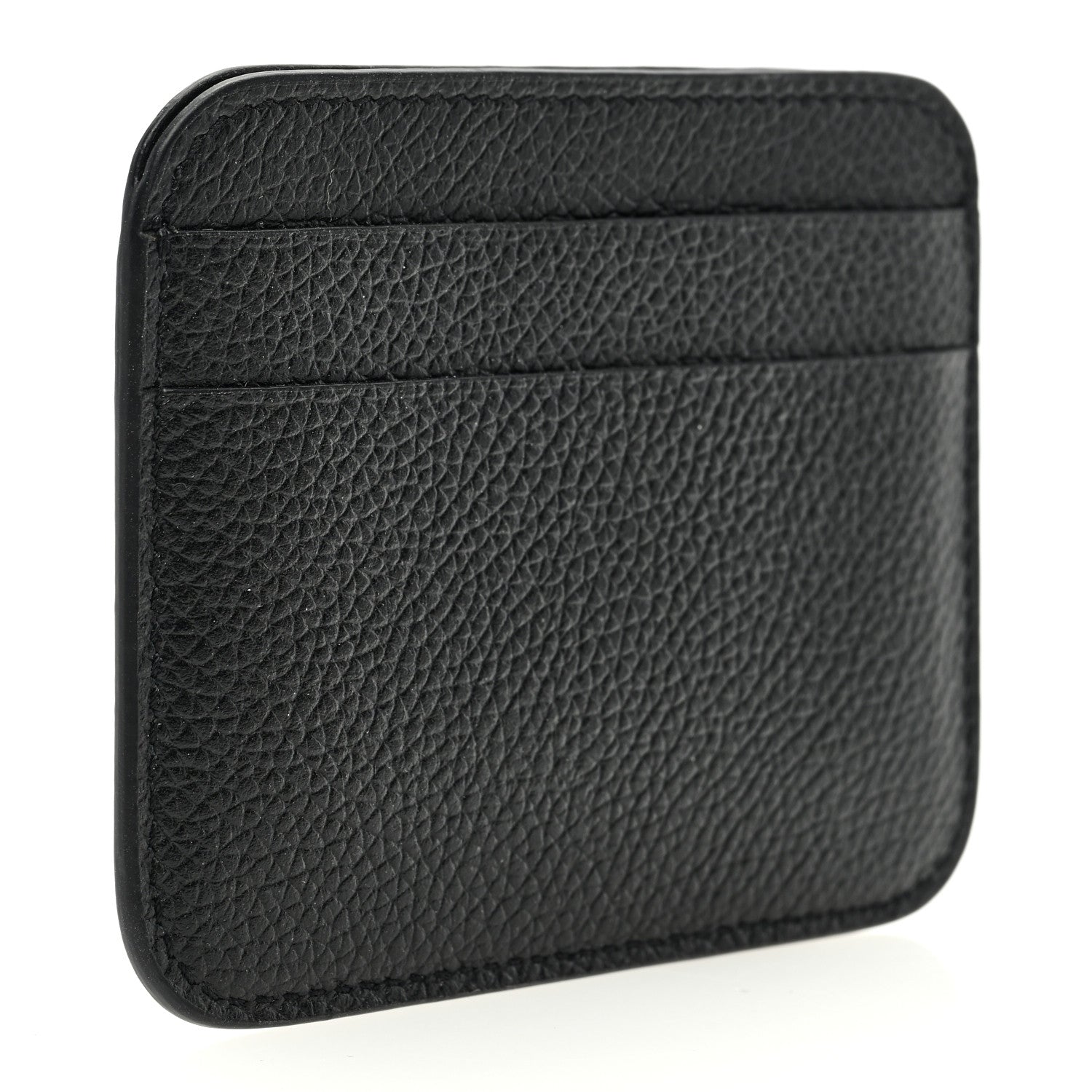 Balenciaga Grained Calfskin Logo Cash Rounded Card Holder Black White 3 of 7