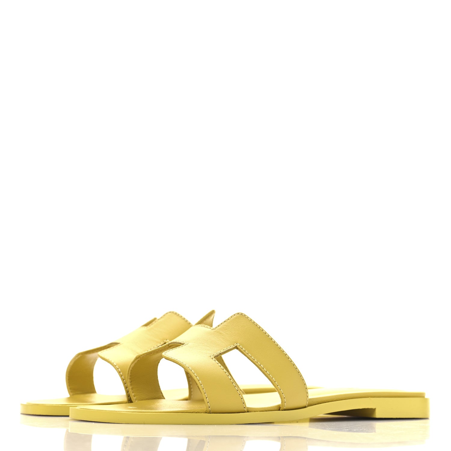 Hermes Box Calfskin Oran Sandals 36.5 Jaune Citron 4 of 10