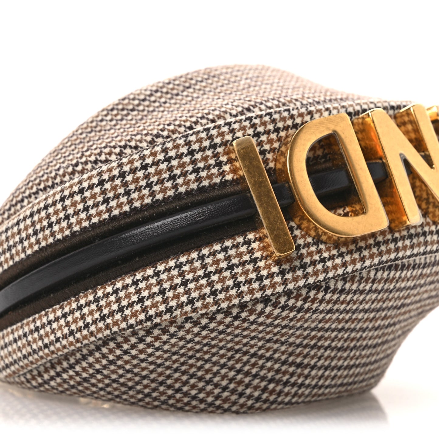 Wool Nappa Micro Houndstooth Nano Fendigraphy Hobo Charm Beige Moro