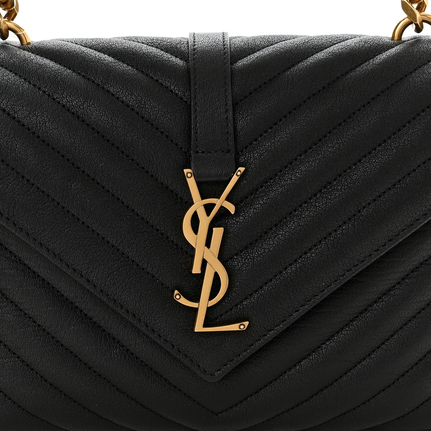 Sheepskin Matelasse Chevron Monogram Medium College Bag Black