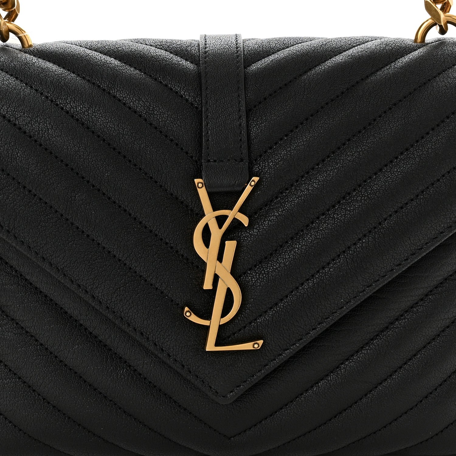 Saint Laurent Sheepskin Matelasse Chevron Monogram Medium College Bag Black 9 of 11