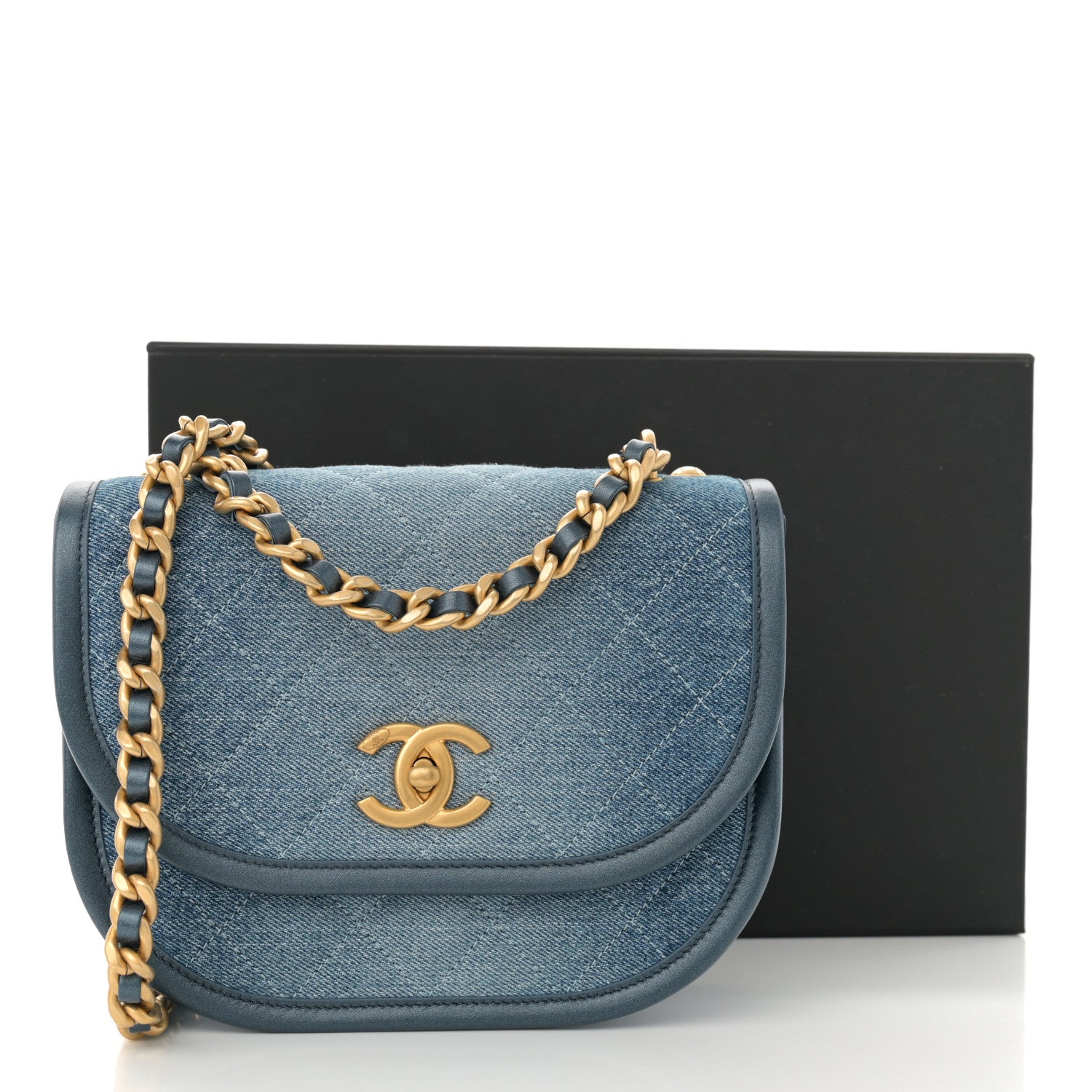 Chanel Washed Denim Quilted Small Messenger Flap Blue 11 of 11