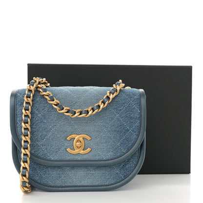 Chanel Washed Denim Quilted Small Messenger Flap Blue 11 of 11
