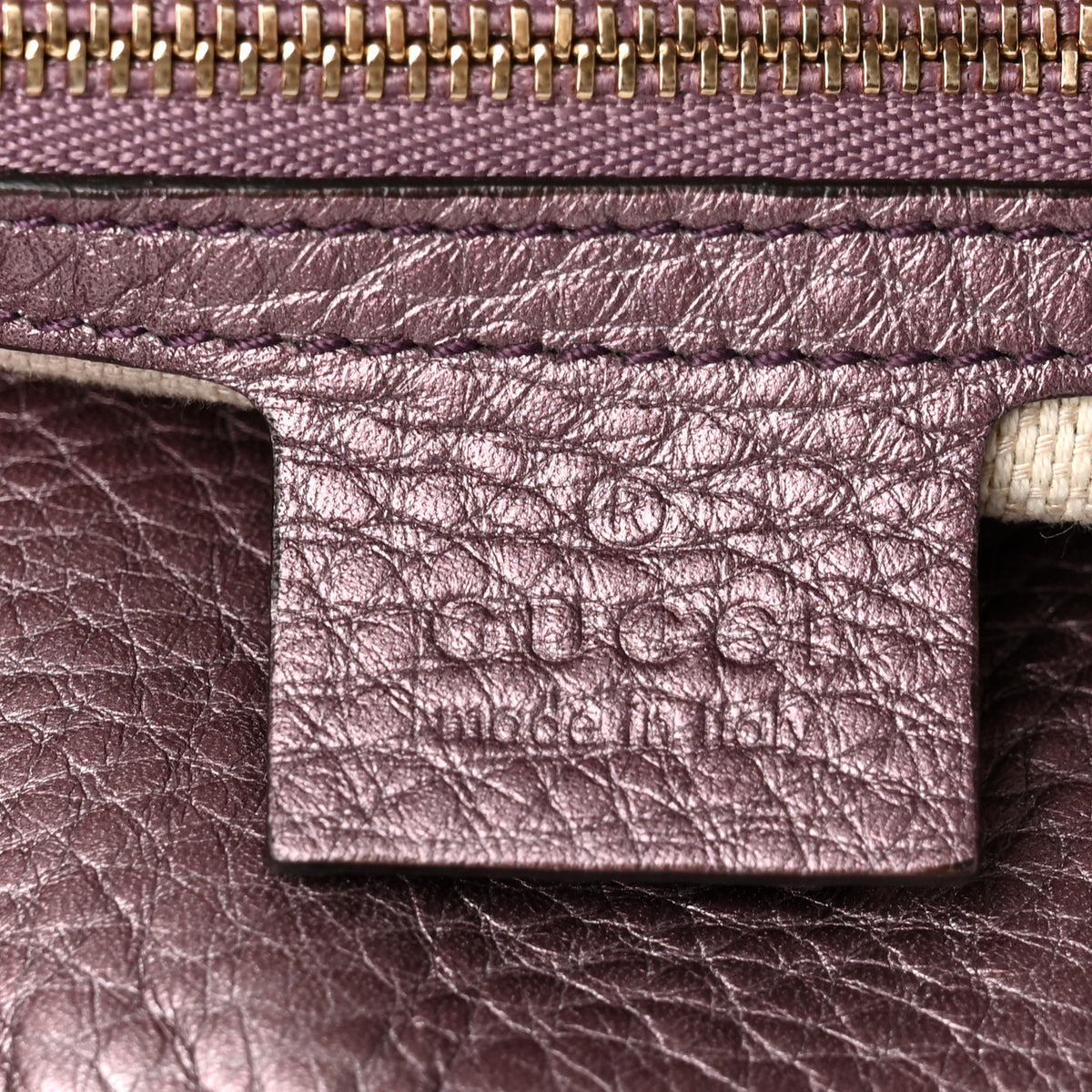 Gucci Metallic Pebbled Calfskin Medium Soho Chain Shoulder Bag Purple 6 of 13