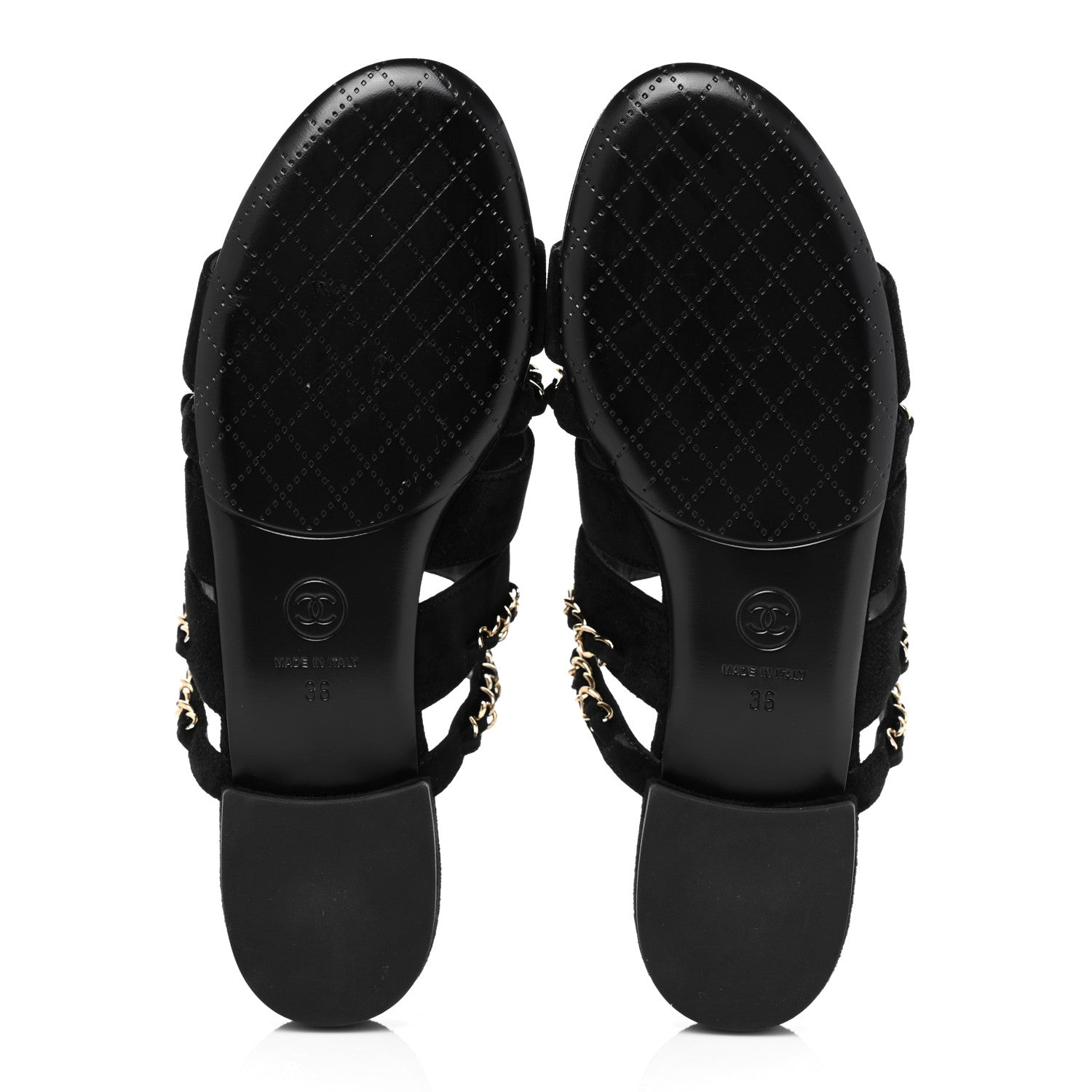 Chanel Suede Chain Mule Sandals 36 Black 4 of 7