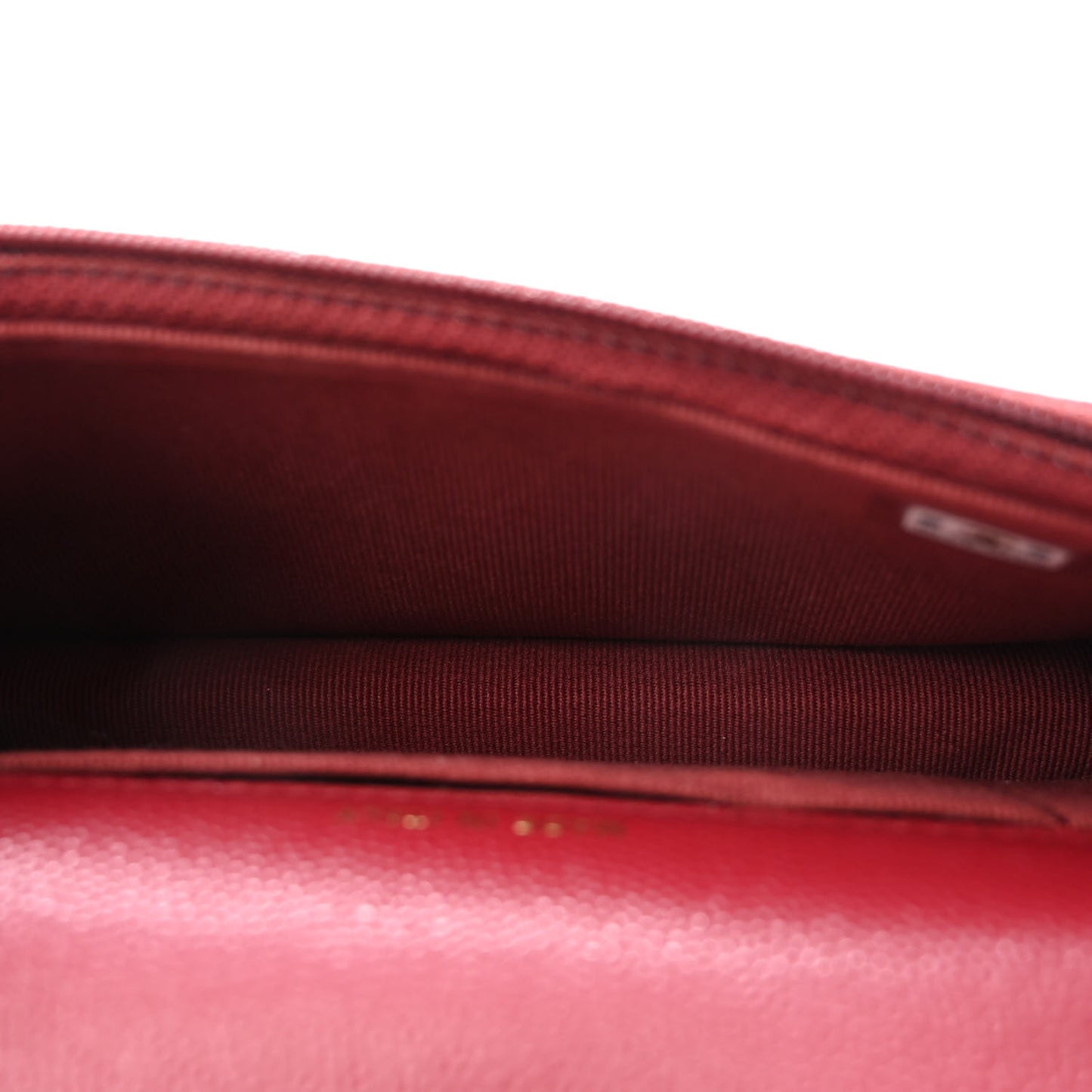 Caviar Quilted Pocket Twins Clutch With Chain Burgundy