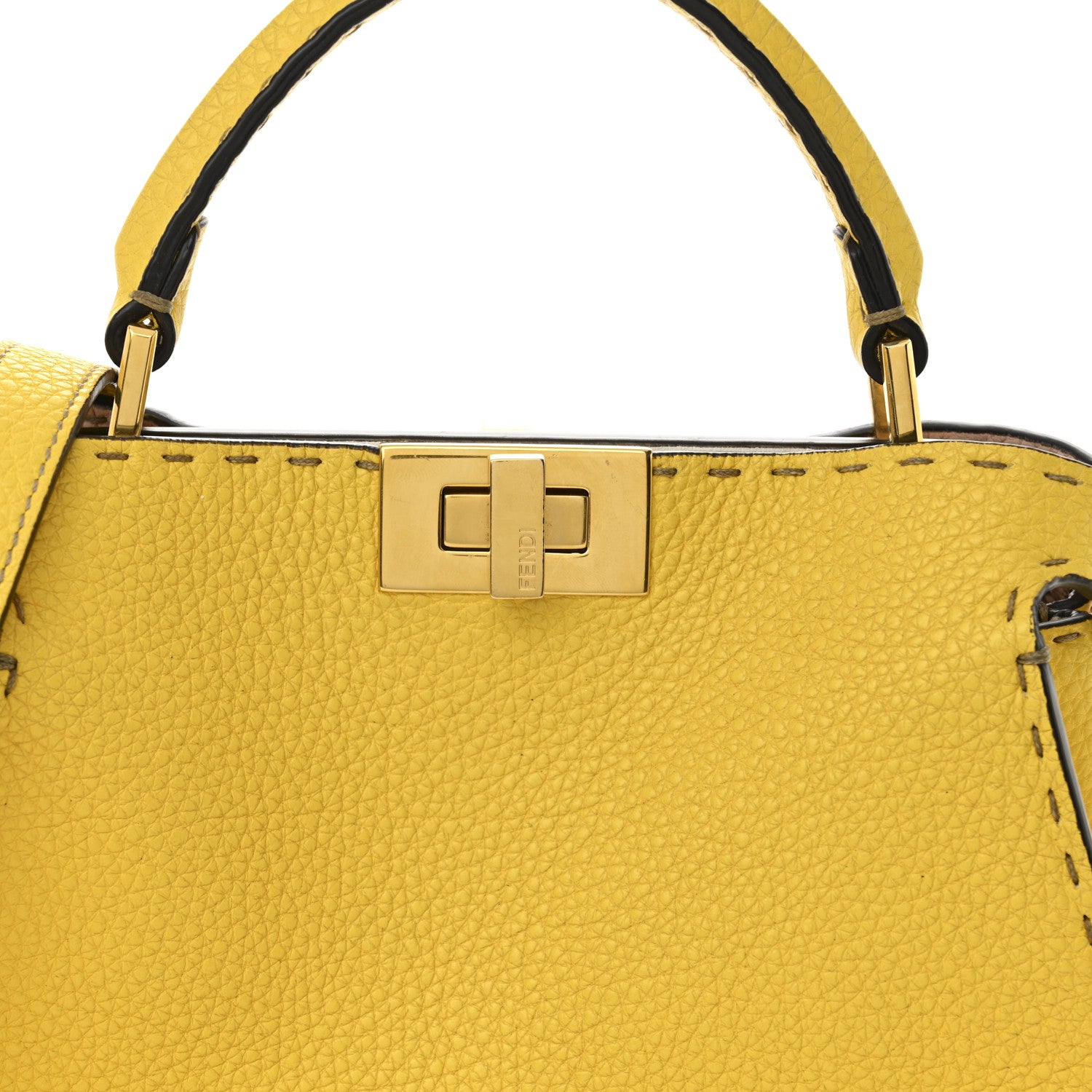 Fendi Cuoio Romano Selleria Medium Peekaboo Iconic Satchel Limone Cipria White 8 of 11