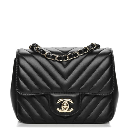 Chanel Lambskin Chevron Quilted Mini Square Flap Black 1 of 7