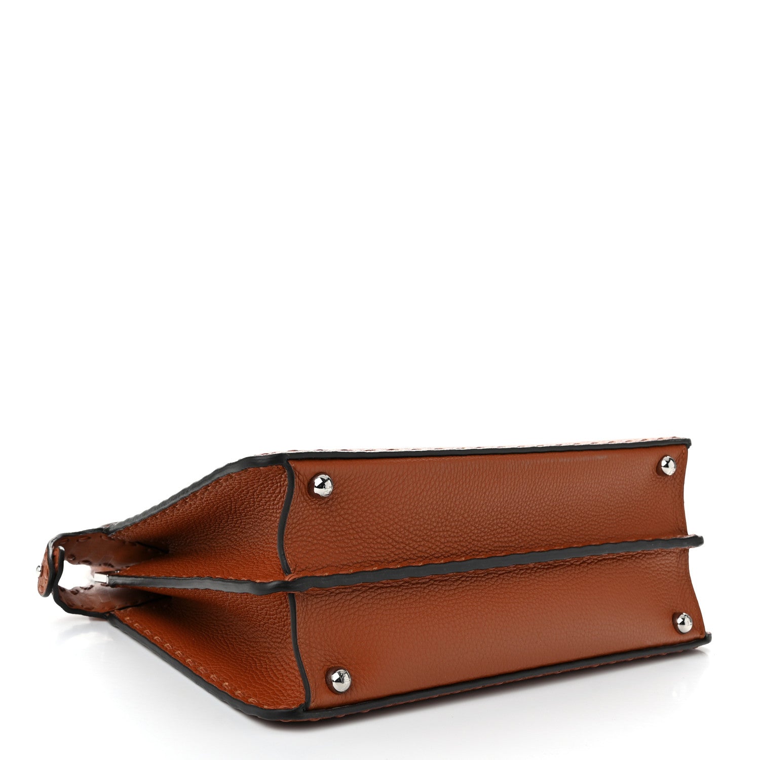 Fendi Cuoio Roma Sellerissima Nappa Sintetica Tape Stitch Medium Peekaboo I SEE U Satchel Brandy 4 of 10