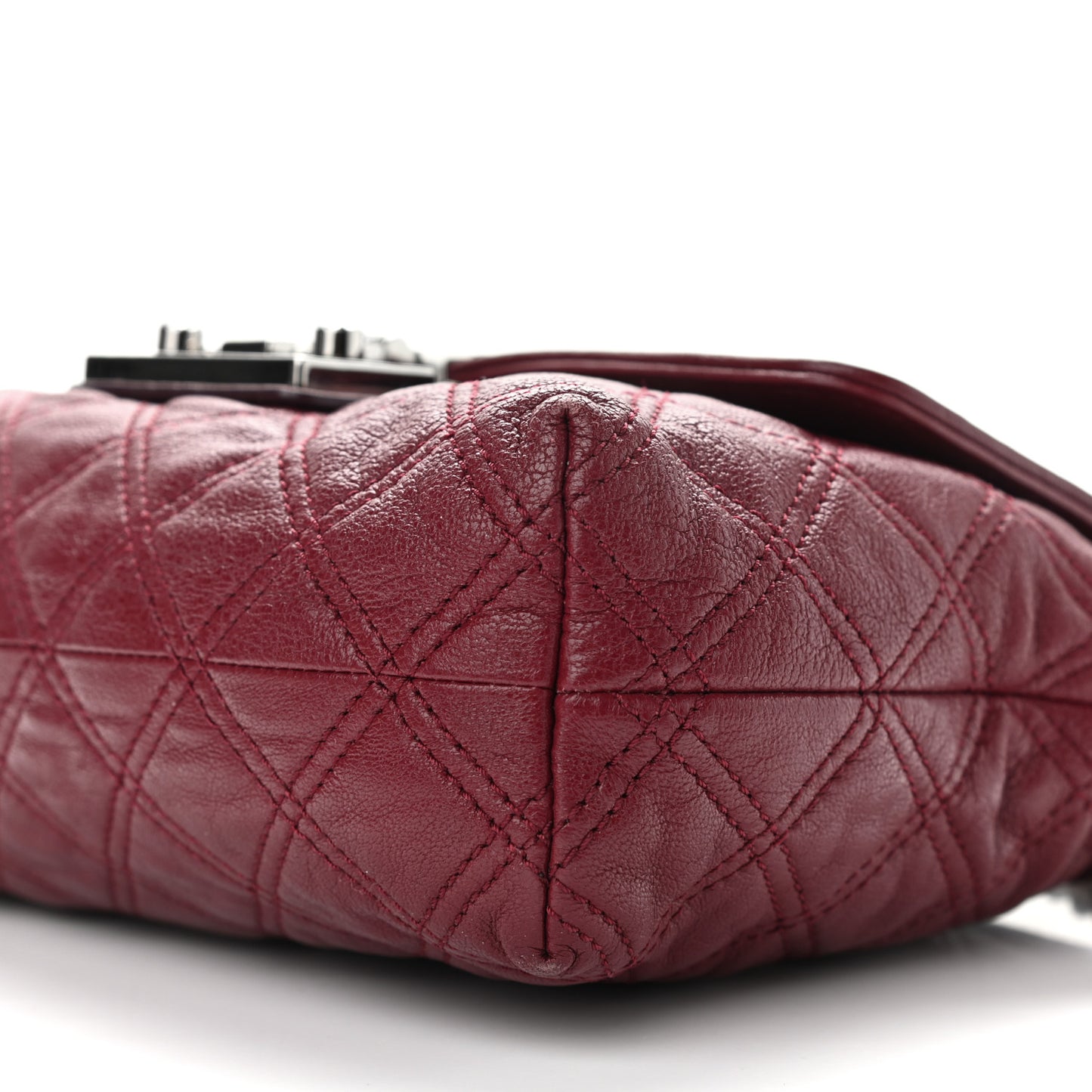 Lacquered Lambskin Quilted The Large Single Flap Bordeaux