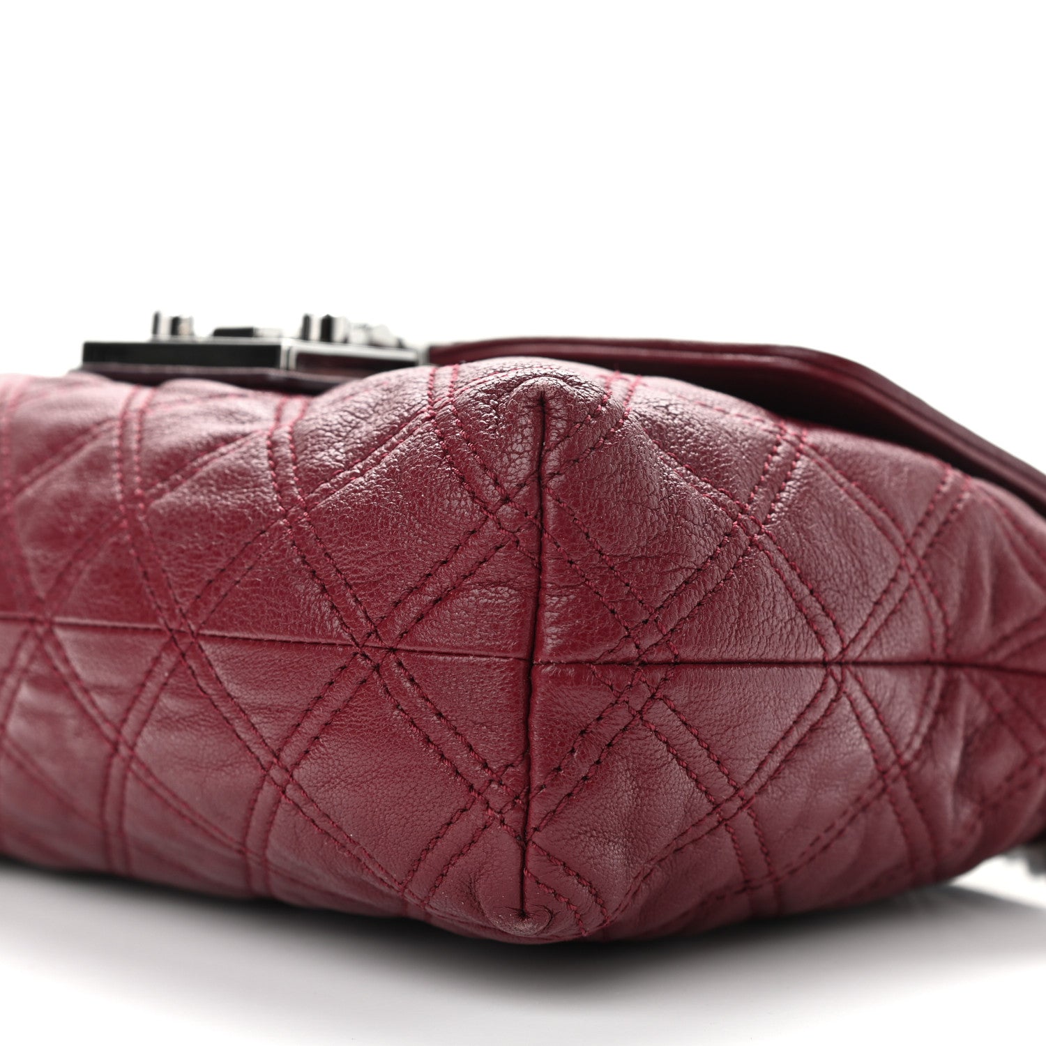 Marc Jacobs Lacquered Lambskin Quilted The Large Single Flap Bordeaux 6 of 15