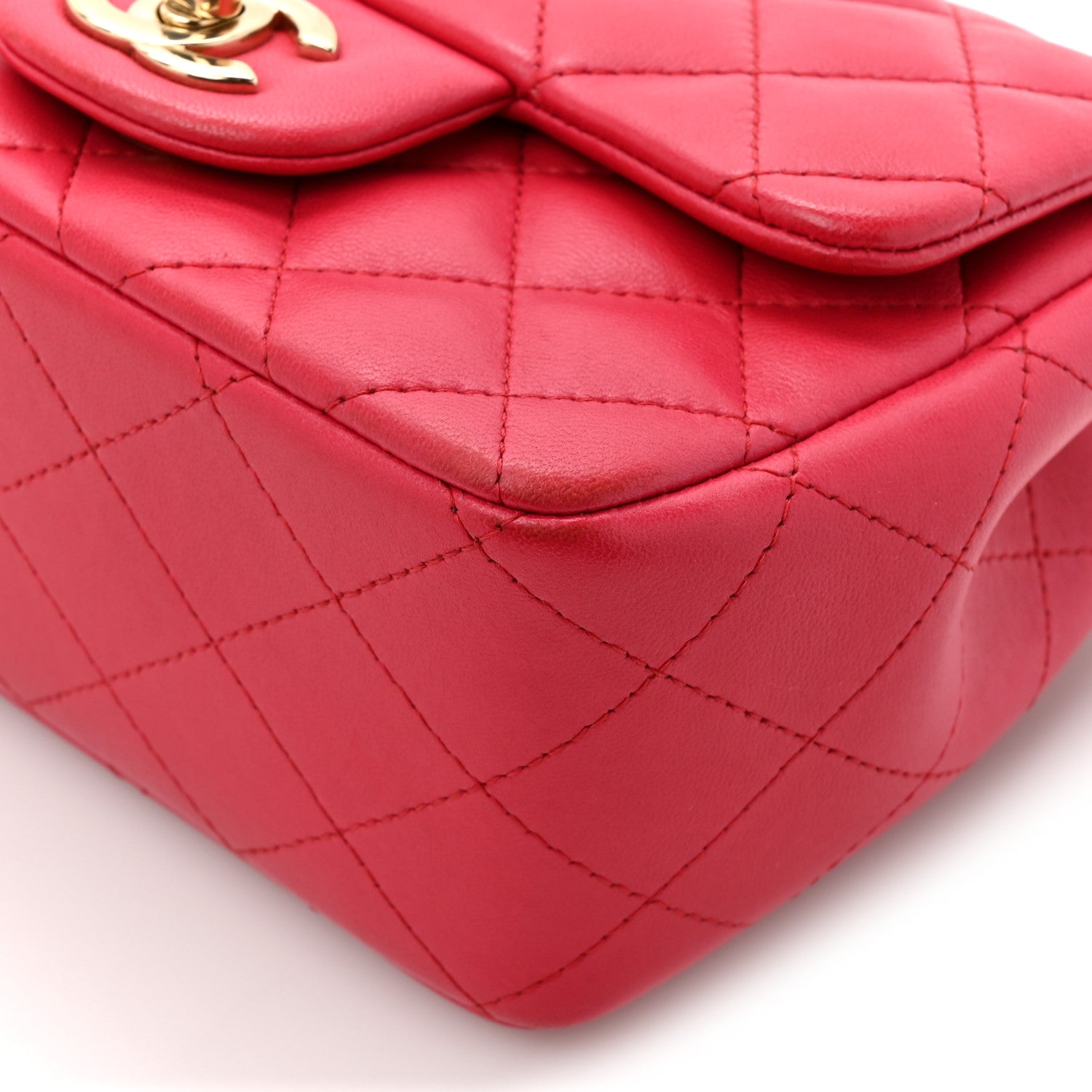 Chanel Lambskin Quilted Mini Square Flap Dark Pink 9 of 14