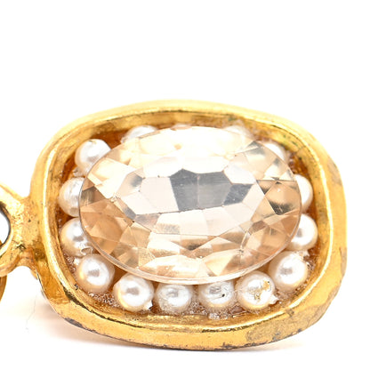 Chanel Crystal Pearl CC Drop Clip On Earrings Gold 6 of 6