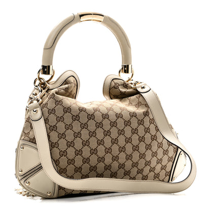 Gucci Monogram Medium Indy Top Handle Hobo Off White 3 of 10