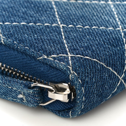 Chanel Denim Quilted Zip Coin Purse Blue 9 of 11