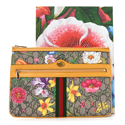 Gucci GG Supreme Monogram Flora Large Ophidia Pouch Clutch Beige Multicolor Crop 11 of 11