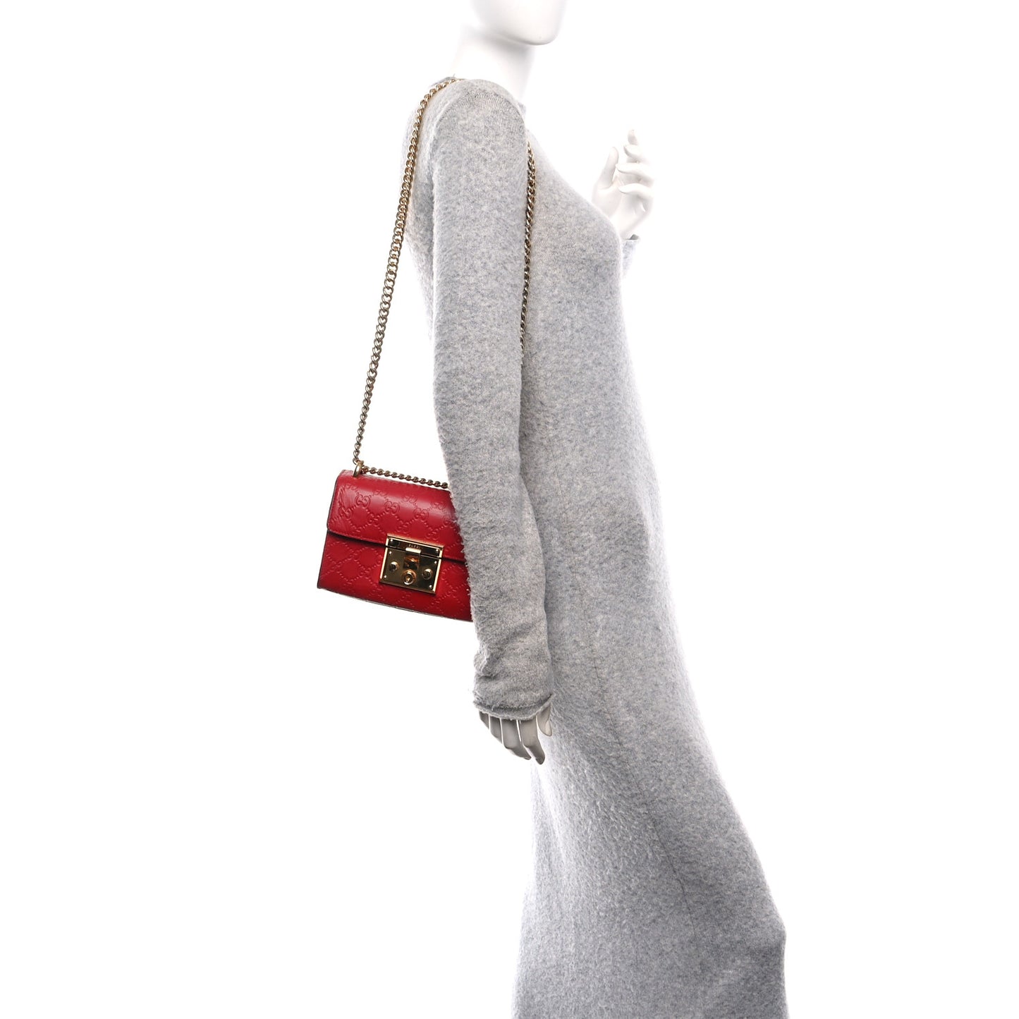 Guccissima Small Padlock Shoulder Bag Hibiscus Red